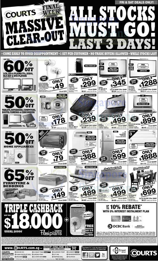 Featured image for Courts Massive Clear-Out Promotion Offers 16 – 19 Nov 2012