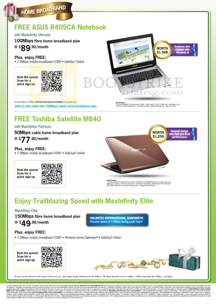 Broadband MaxInfinity Ultimate Free ASUS R405CA Notebook, Toshiba Satellite M840 MaxOnline Premium, MaxInfinity Elite Fibre Broadband