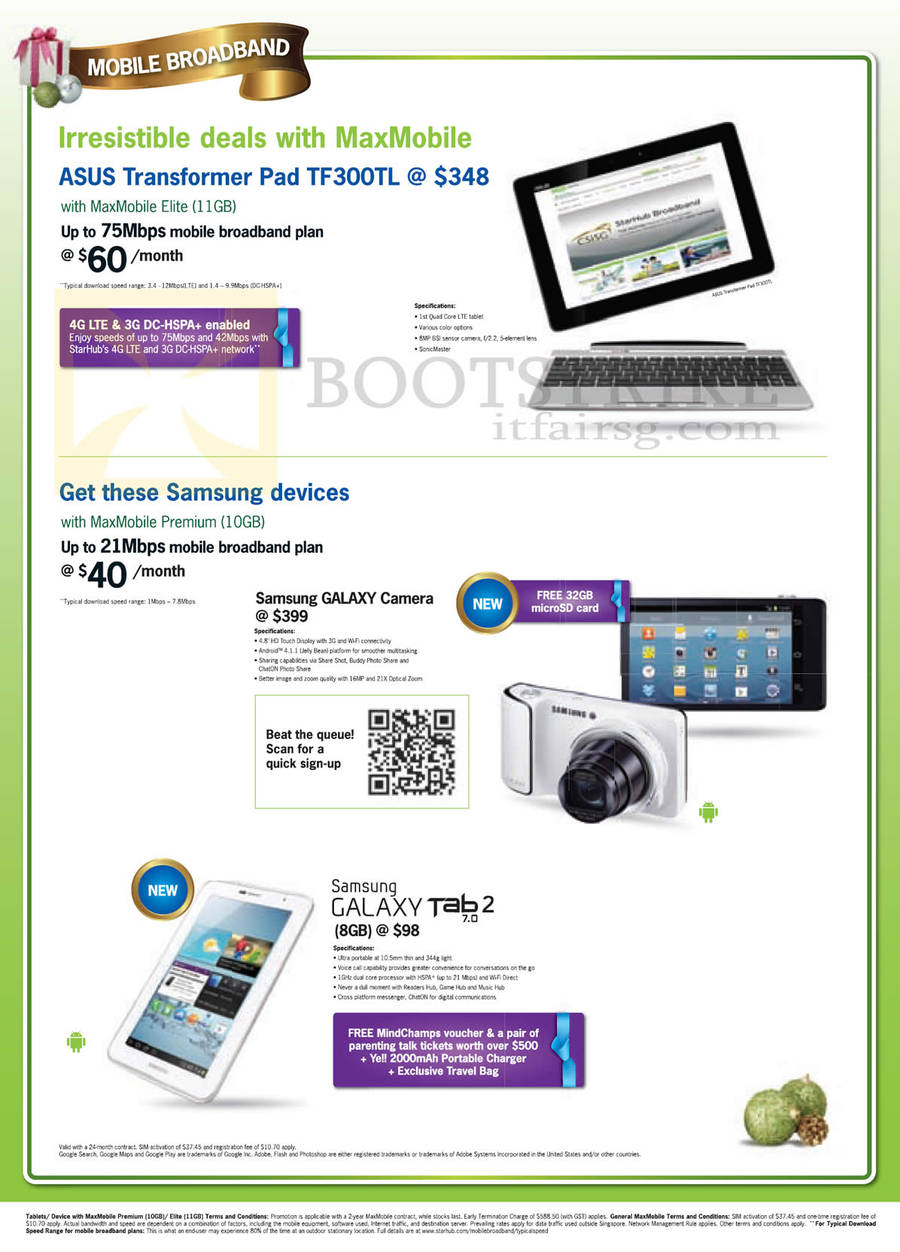 Broadband MaxMobile Elite Mobile ASUS Transformer Pad TF300TL, Premium Samsung Galaxy Camera, Tab 2 7.0