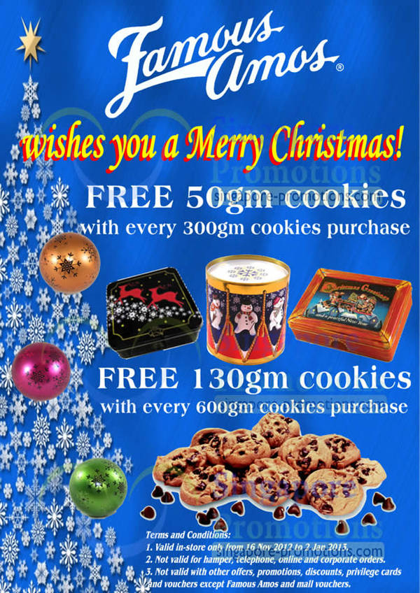 Featured image for (EXPIRED) Famous Amos FREE 50g With 300g Purchase @ Islandwide 16 Nov 2012 – 2 Jan 2013