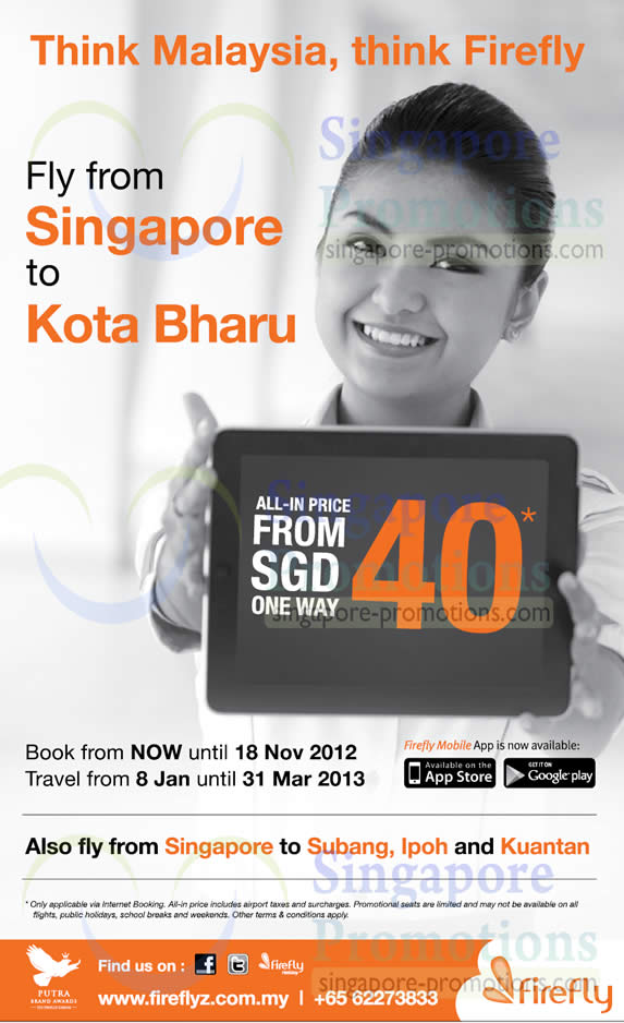 Featured image for (EXPIRED) Firefly Kota Kharu From $40 Air Fare Promotion 8 – 18 Nov 2012