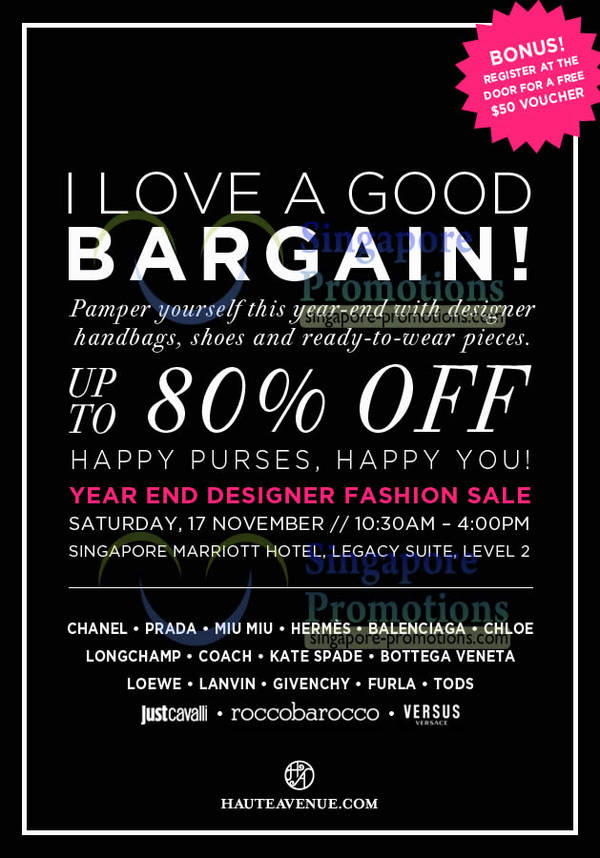 Featured image for (EXPIRED) Haute Avenue Designer Fashion Sale Up To 80% Off @ Singapore Marriott Hotel 17 Nov 2012