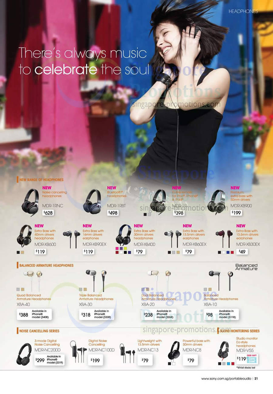 Headphones MDR-1RNC, MDR-1RBT, MDR-1R, MDR-XB900, MDR-XB600, MDR-XB90EX, MDR-XB400