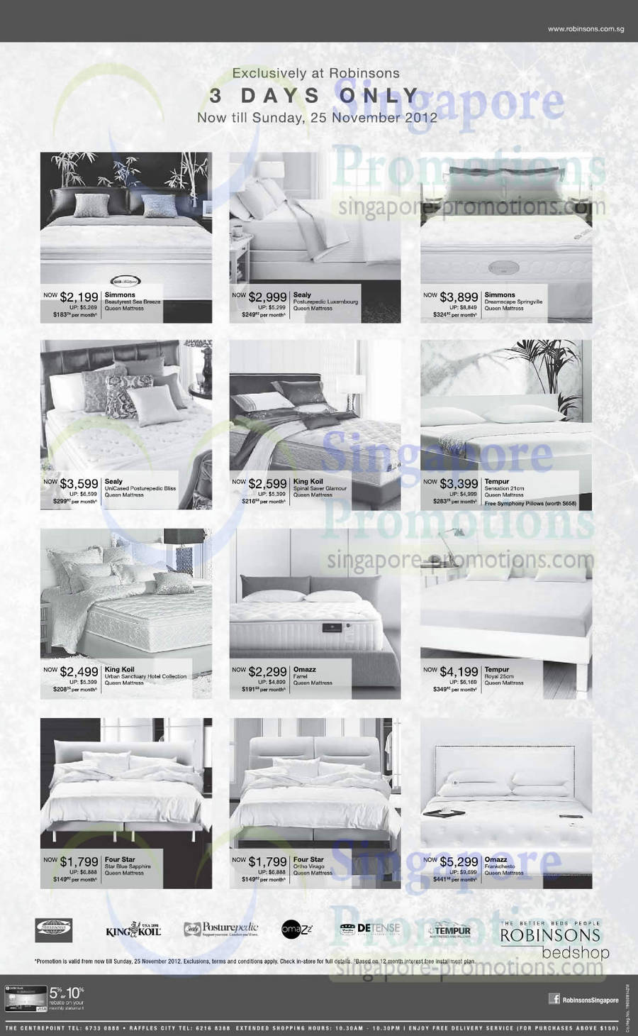 Mattresses, Simmons, Sealy, King Koil, Tempur, Omazz