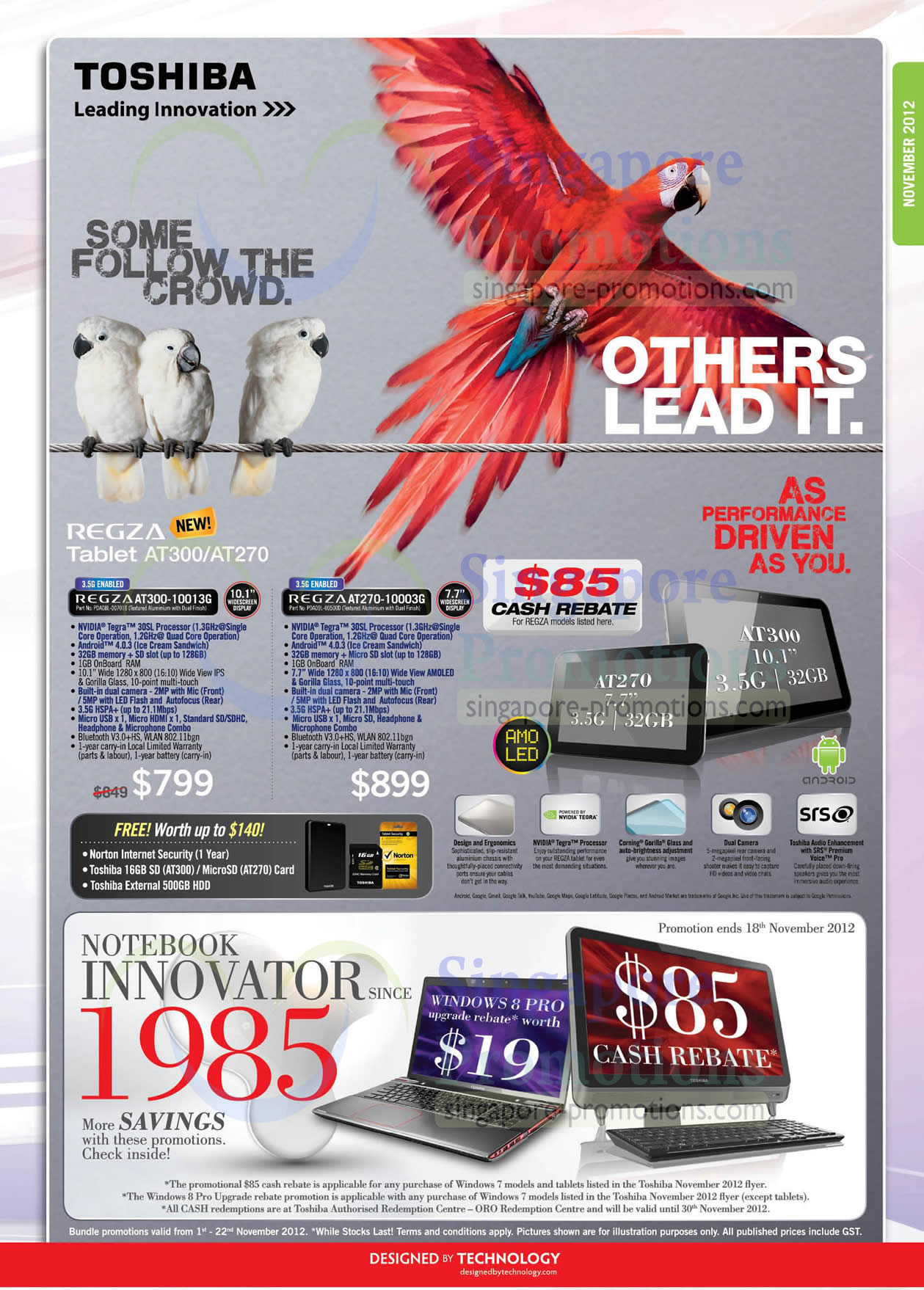 Featured image for Toshiba Notebooks, AIO Desktop PCs, Tablets & Netbooks Promotion Price List 1 - 30 Nov 2012