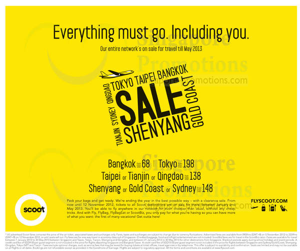 Featured image for (EXPIRED) Scoot Airlines Entire Network Sale 5 – 12 Nov 2012