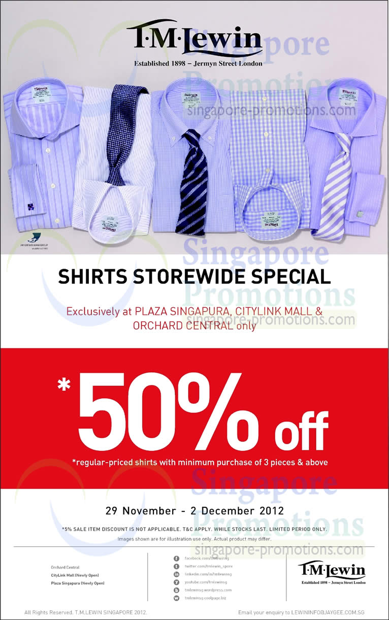 Featured image for T.M.Lewin 50% Off Shirts Storewide @ Selected Outlets 29 Nov - 9 Dec 2012