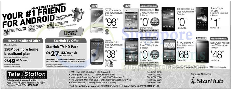 TeleStation Samsung Galaxy Note II LTE, S III LTE, LG Optimus Vu, 4X HD, L5, HTC Desire X, Sony Xperia Sola, Sharp SH530U