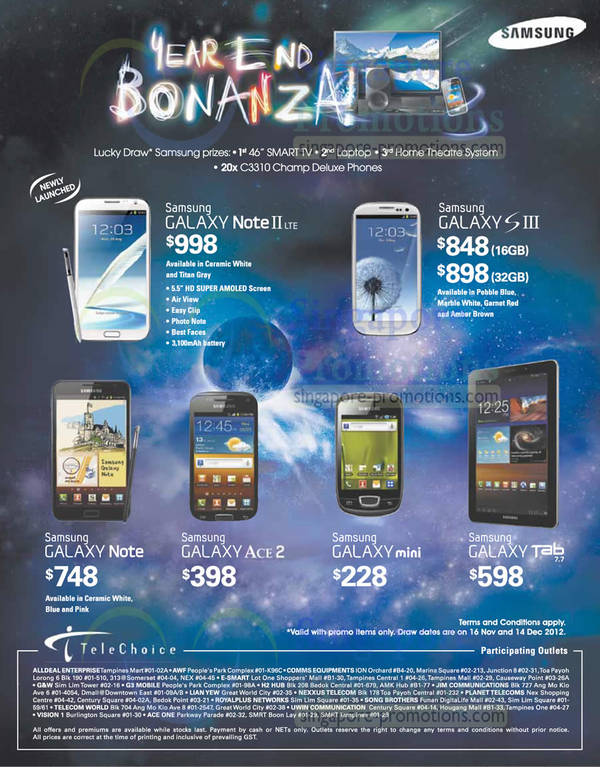 Featured image for Telechoice Samsung Smartphones No Contract Price List Offers 16 Nov 2012