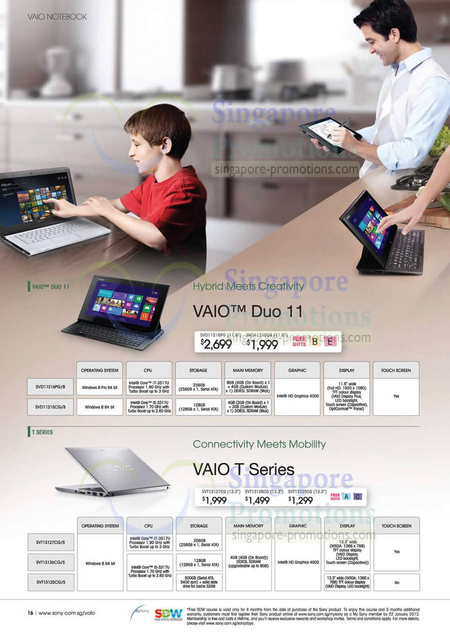 Vaio Duo 11 SVD11216PG, SVD11215CG, SVT13127CG, SVT13126CG, SVT12125CG