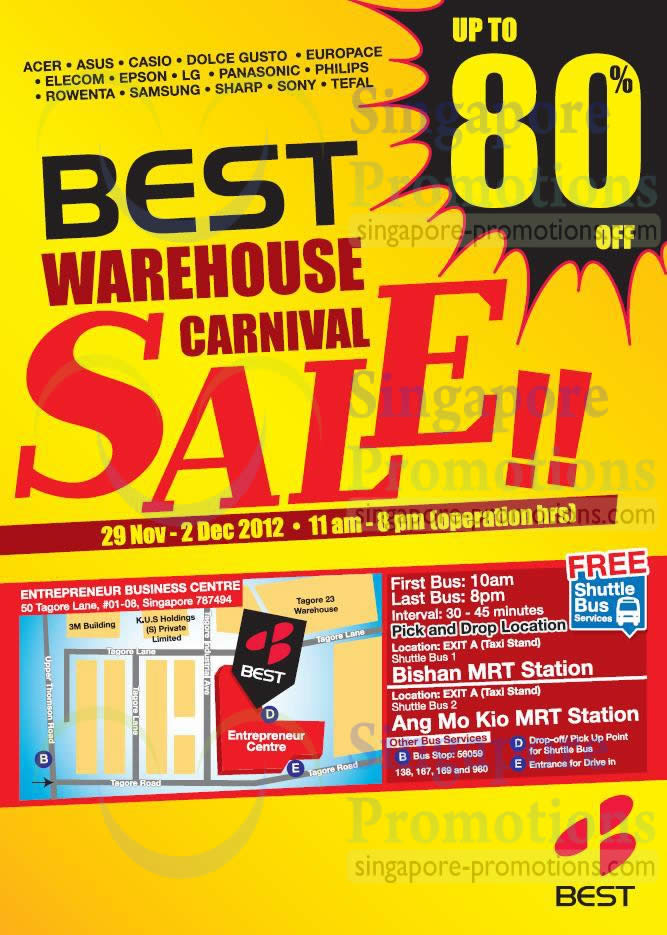 Featured image for Best Denki Warehouse Carnival Sale Up To 80% Off 29 Nov - 2 Dec 2012