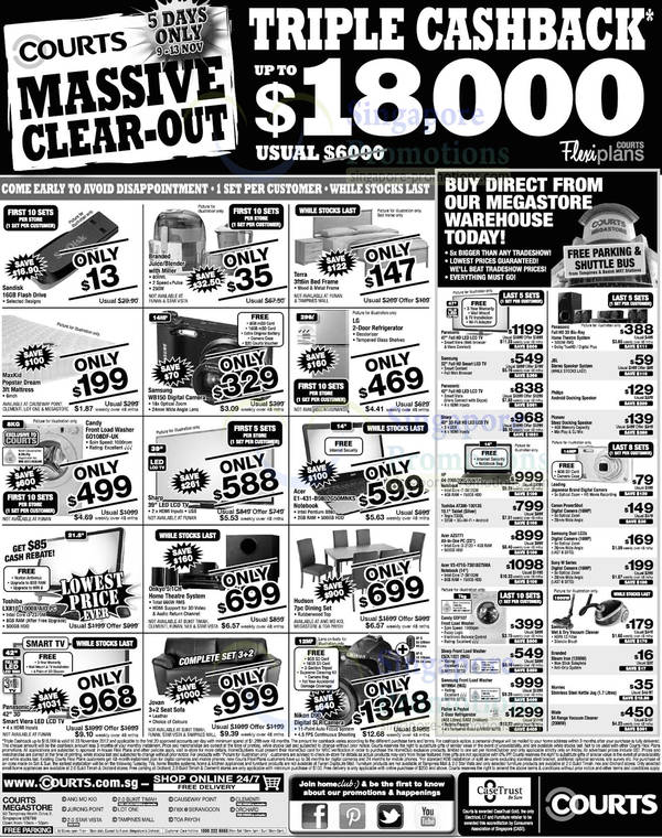 Featured image for Courts Massive Clear-Out Promotion Offers 9 – 13 Nov 2012