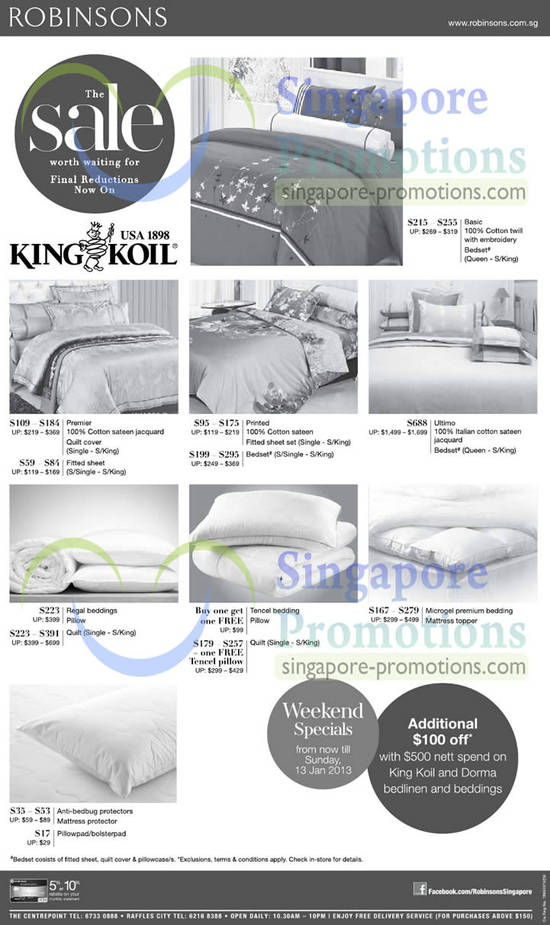 11 Jan King Koil Covers Premier, Printed, Ultimo, Regal, Tencel, Microgel