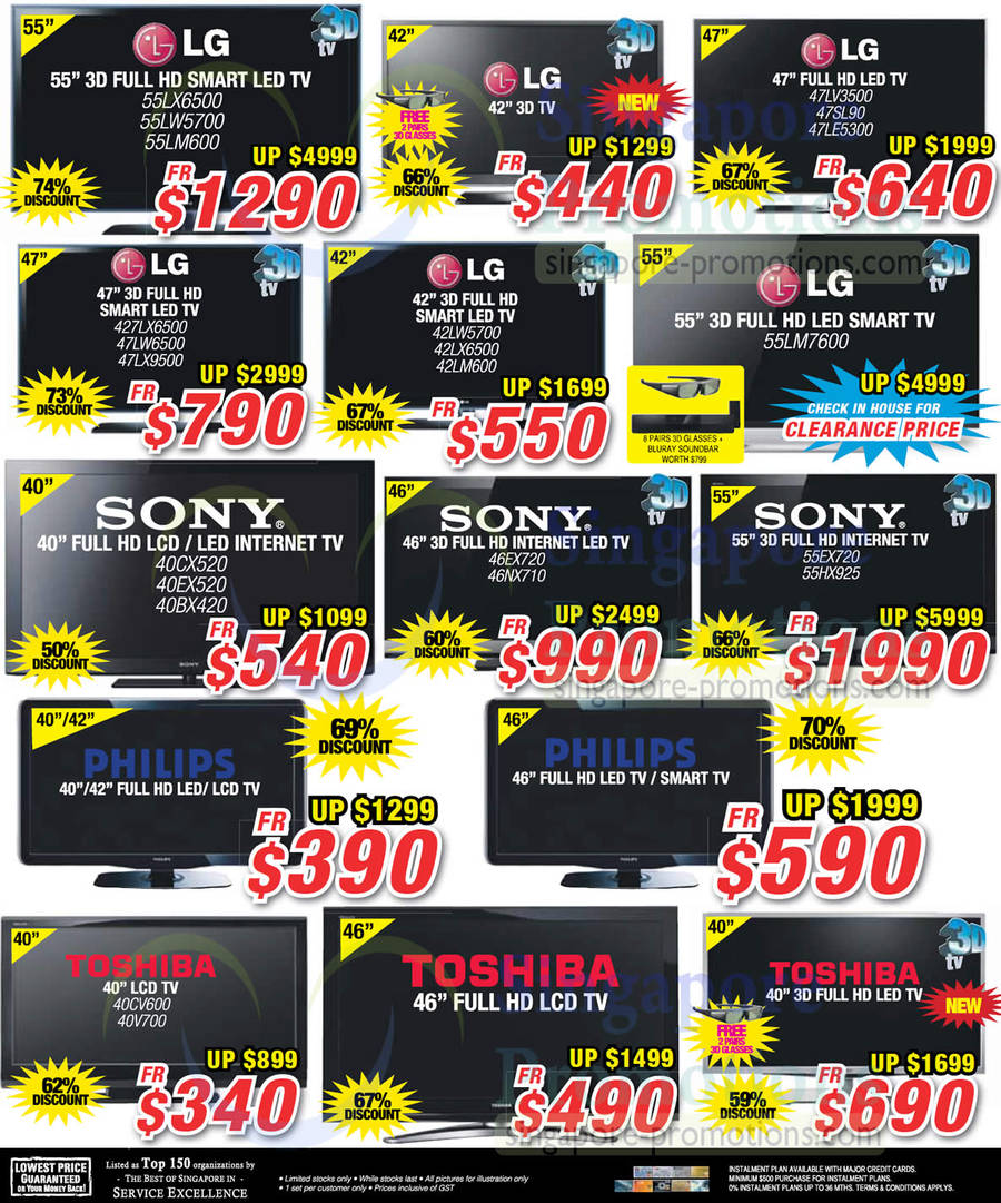 15 Dec LED TVs, LG, Sony, Philips, Toshiba, 40CV600, 47LW6500, 47SL90, 55LM7600, 55EX720