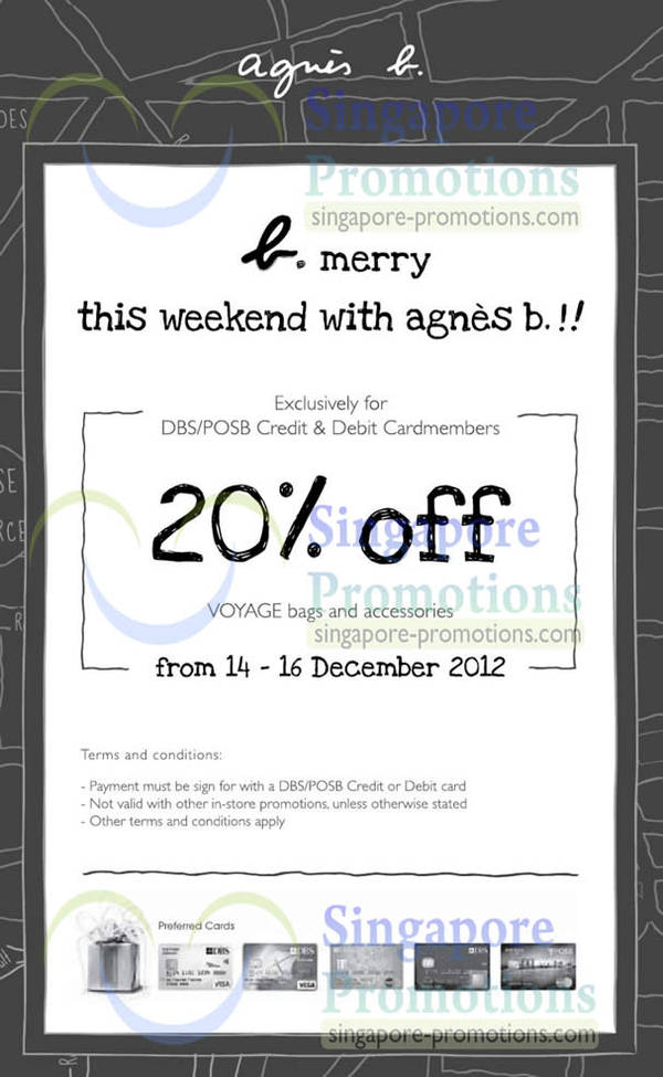 Featured image for (EXPIRED) Agnes B 20% Off Voyage Bags Promo For DBS/POSB Cardmembers 14 – 16 Dec 2012