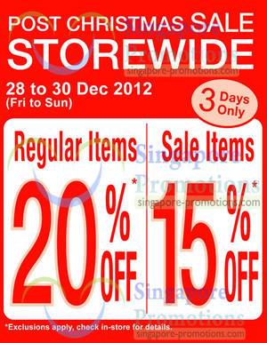 Featured image for (EXPIRED) BHG Up To 20% Off Post Christmas Sale 28 – 30 Dec 2012