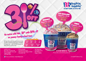 Featured image for (EXPIRED) Baskin-Robbins 31% Off Ice Cream @ Islandwide 31 Dec 2012