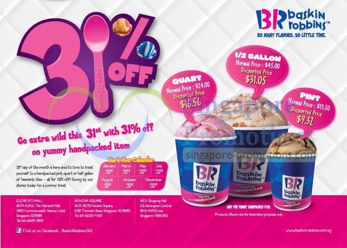 Baskin Robbins 31 Dec 2012 Baskin Robbins 31 Off Ice Cream Islandwide 31 Dec 2012 Singpromos Com