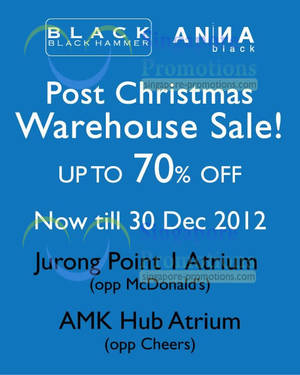 Featured image for (EXPIRED) Black Hammer & Anna Black Warehouse Sale 28 – 30 Dec 2012