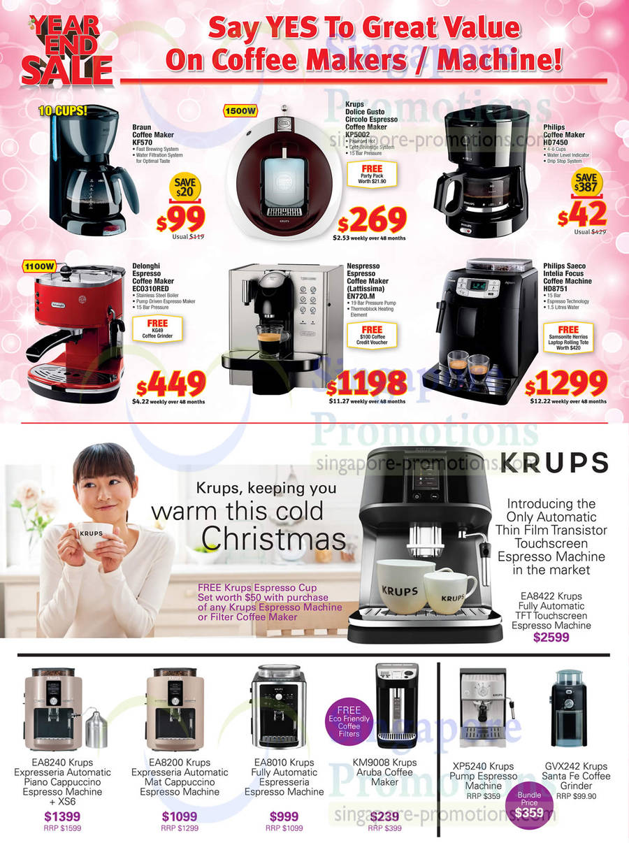 Coffee Makers, Machines, Braun KF570, Philips HD8751 Intelia Focus Coffee Machines, Krups KP5002 Dolice Gusto Circolo Espresso, Philips HD7450, Delonghi ECO310RED Espresso Coffee Makers