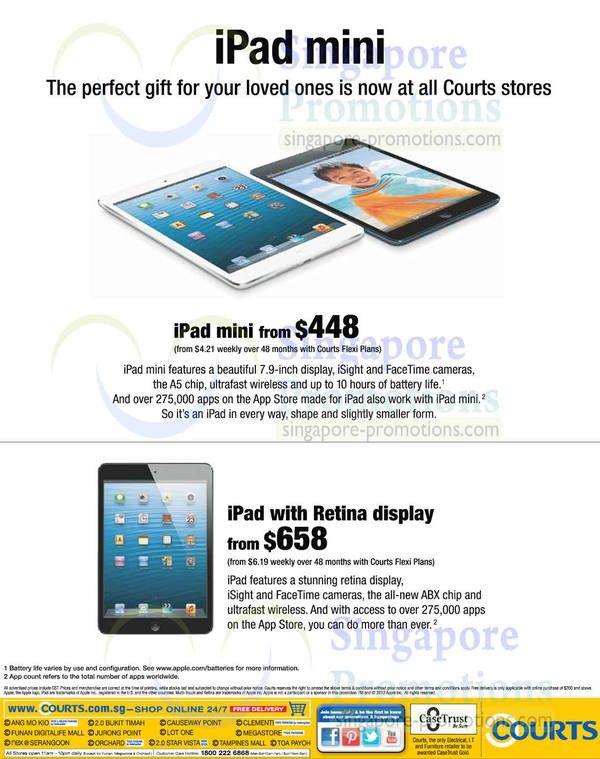 Featured image for Courts Apple iPad Mini & iPad with Retina Display Offers (iPad 4) 14 Dec 2012