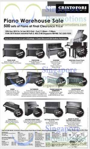 Featured image for Cristofori Piano Warehouse Sale 28 Dec 2012 – 1 Jan 2013