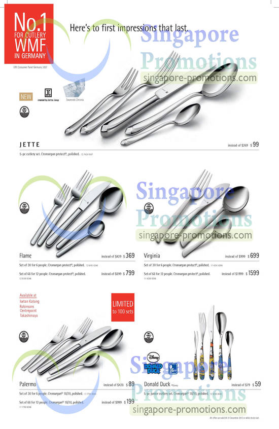 Cutlery Sets, Jette, Flame, Virginia, Palermo, Donald Duck