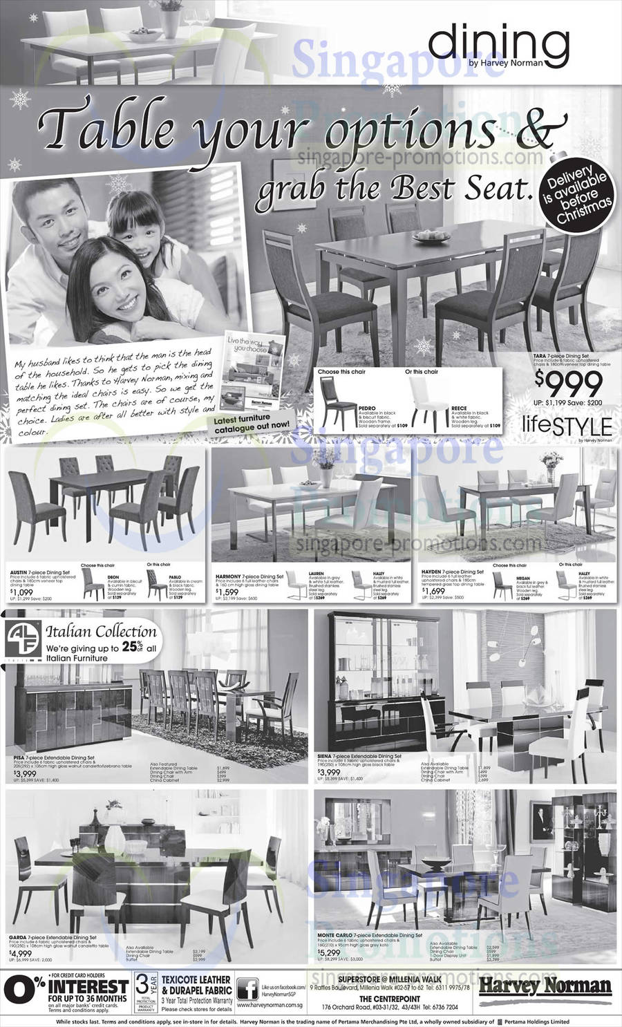 Dining Sets, Austin, Harmony, Hayden, Siena, Monte Carlo, Garda, Pisa