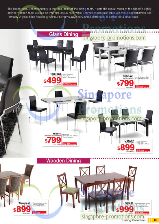 Dining Sets, Romford, Oakham, Ribera, Darwen, Savannah, Caledo