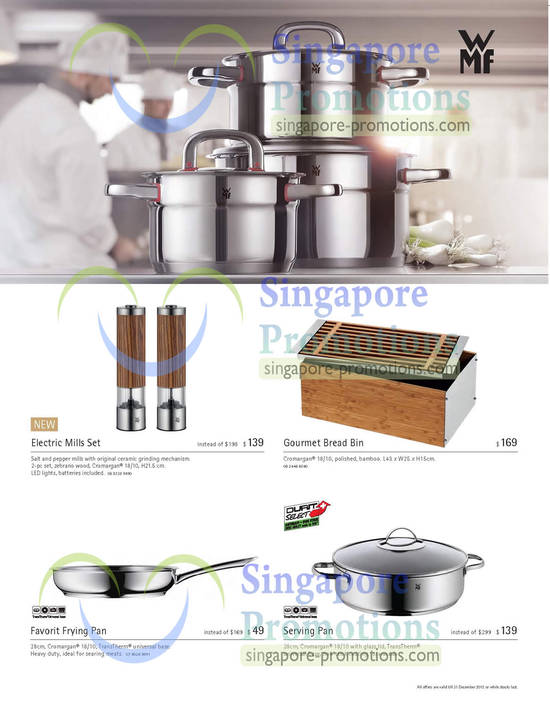 Electric Mills Set, Gourmet Bread Bin, Favorit Frying Pan