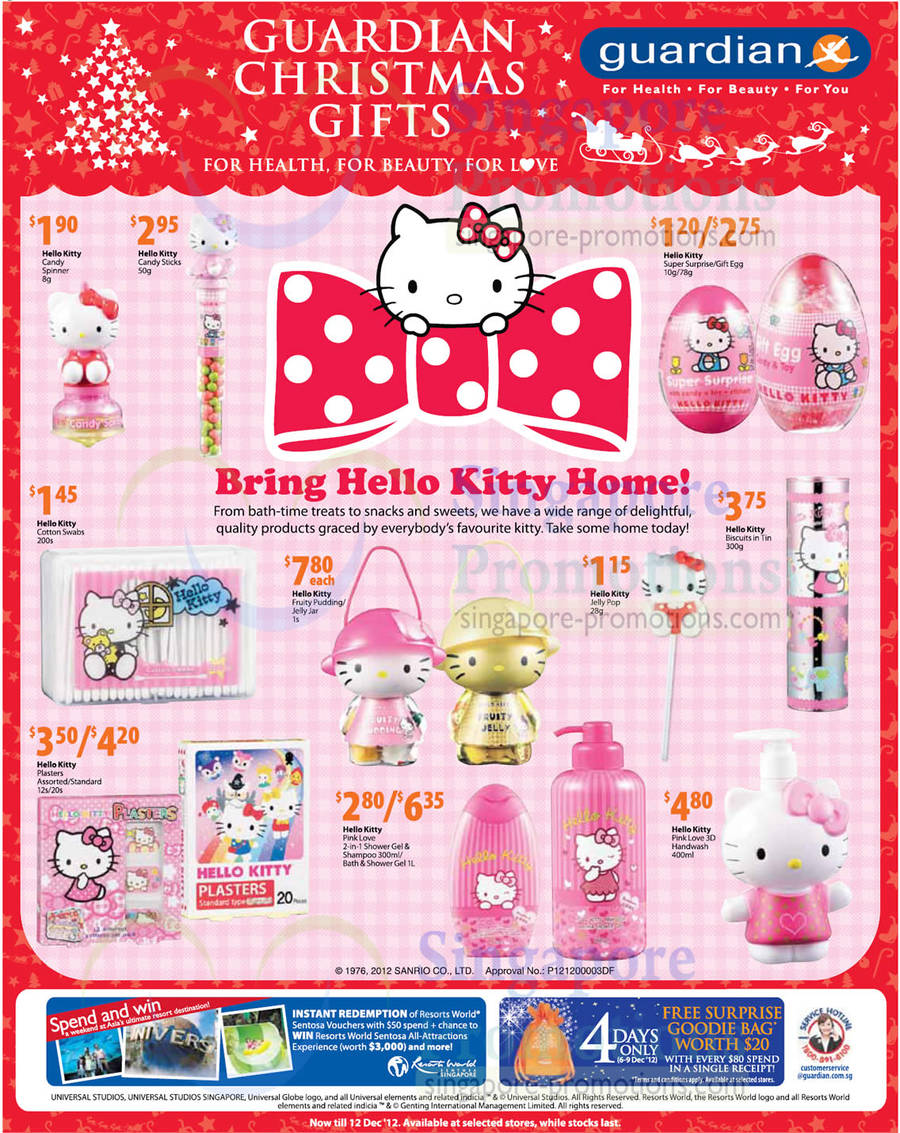 Hello Kitty Fruity Pudding, Jelly Jar, Bath and Shower Gel, PinkLove 3D Handwash, Plasters, Cotton Swabs, Jelly Pop, Biscuits in Tin, Super Surprise Gift Egg