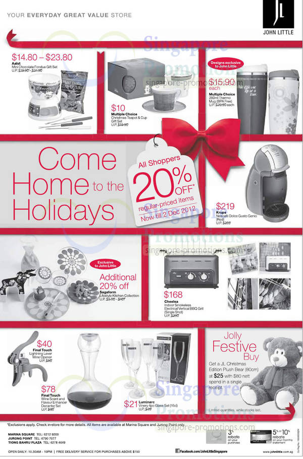 Featured image for John Little 20% Off Regular Priced Items Promotion 29 Nov – 2 Dec 2012