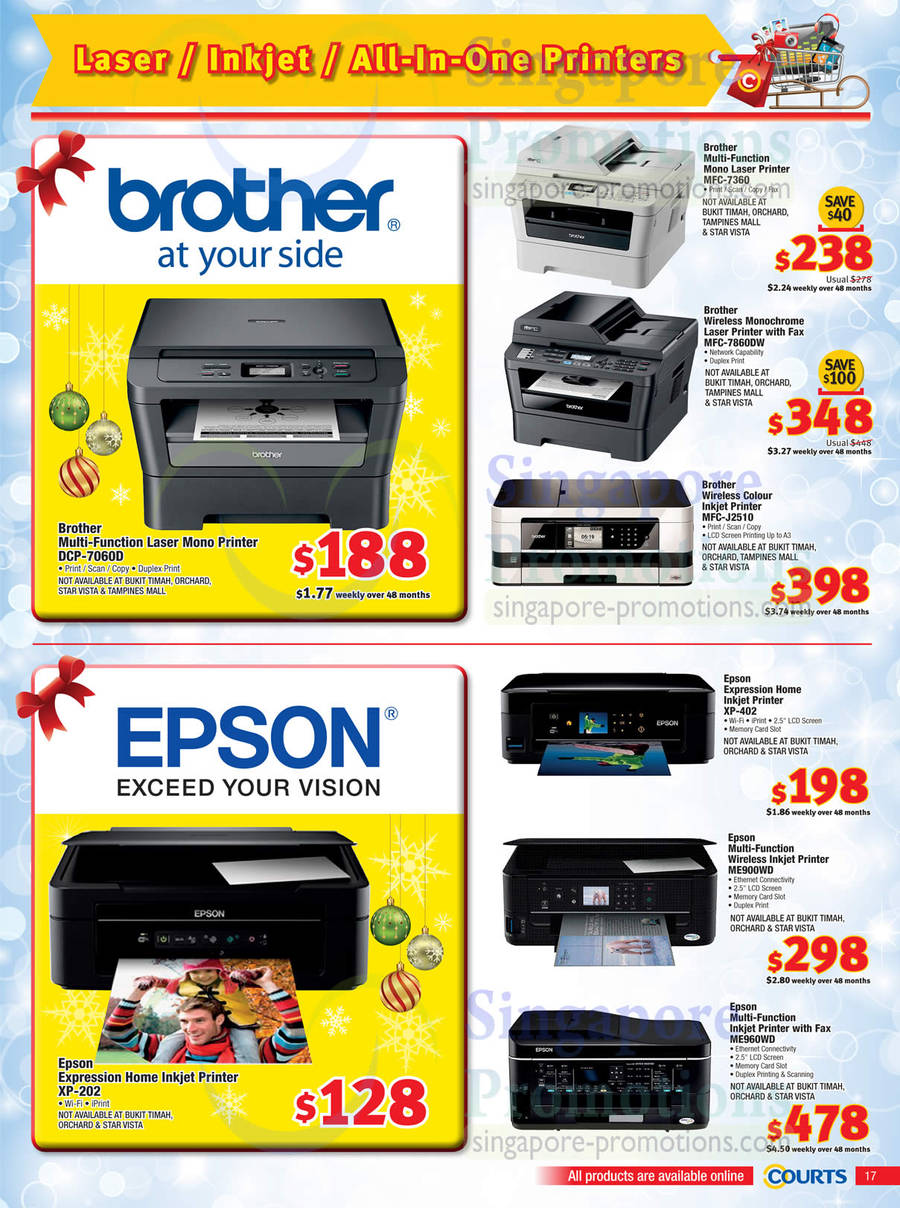 Laser, Inkjet, AIO Printers, Epson, Brother, DCP-7060D, MFC-7360, MFC-7860DW, MFC-J2510, XP-202, XP-402, ME900WD, ME960WD