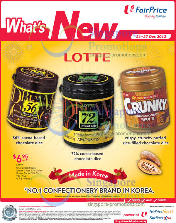 Featured image for Lotte Chocolate Promotion @ NTUC Fairprice 21 – 27 Dec 2012