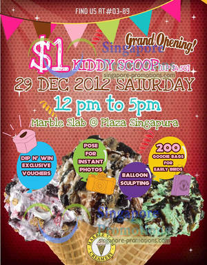 Featured image for (EXPIRED) Marble Slab Creamery $1 Ice Cream Scoops @ Plaza Singapura 29 Dec 2012