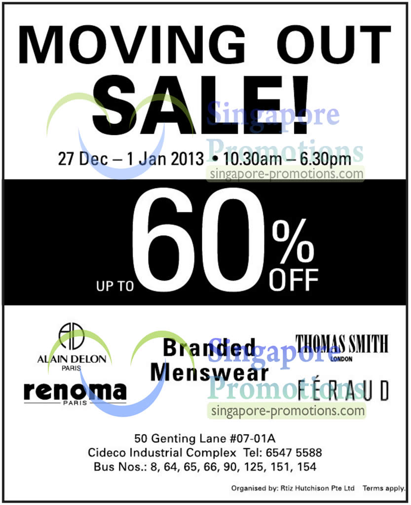 Featured image for Rtiz Hutchison Branded Menswear Sale @ Cideco Industrial Complex 27 Dec 2012