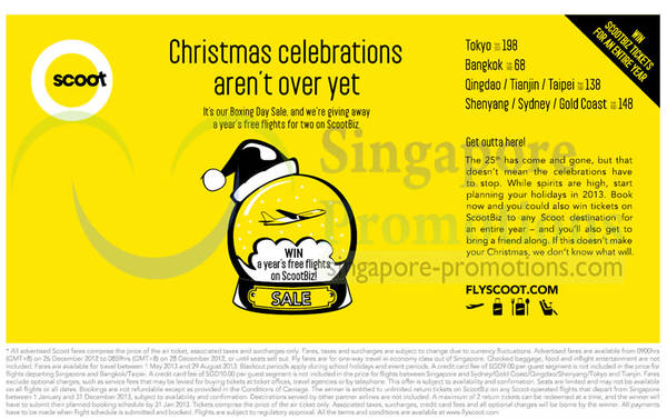 Featured image for (EXPIRED) Scoot Airlines Boxing Day Sale 26 – 28 Dec 2012