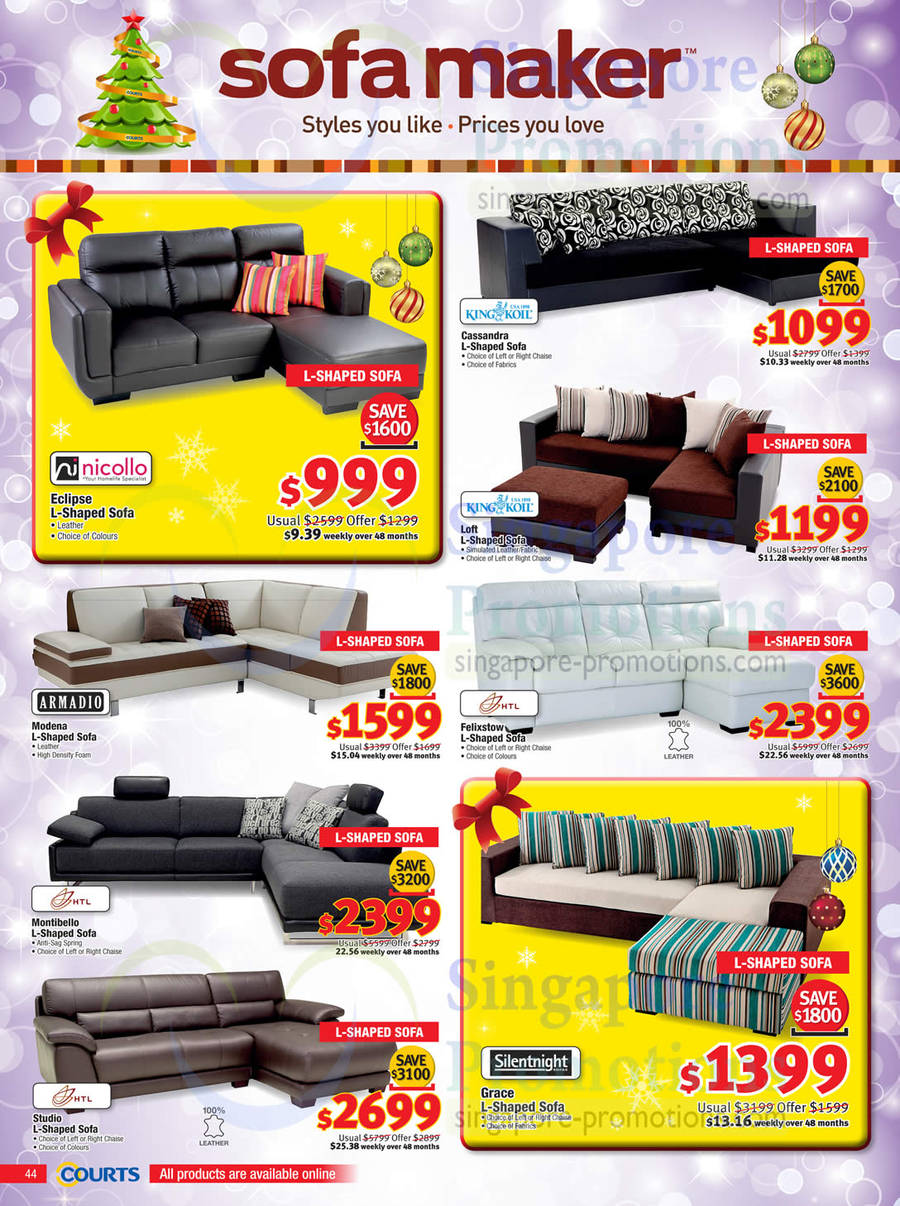 Sofa Sets, Nicollo Eclipse, King Koil Cassandra, King Koil Loft, Armadio Modena, HTL Felixstow, HTL Montibello, HTL Studio, Silentnight Grace