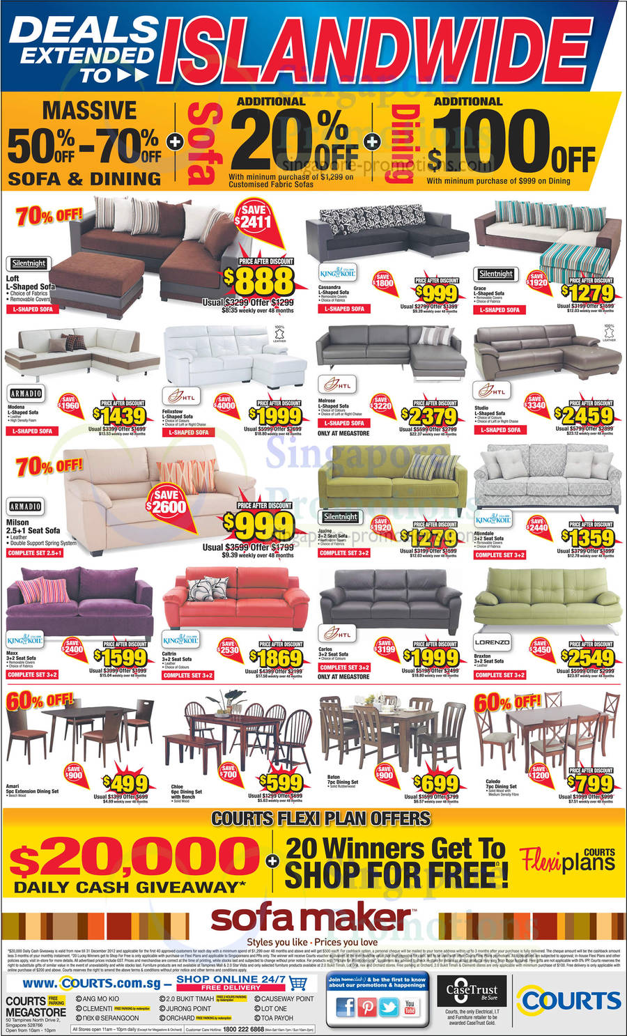 Sofa Sets Silentnight Loft, Grace, Jaxine, King Koil Cassandra, Allendale, Maxx, Caltrin, Armadio Modena, Milson, HTL Felixstow, Melrose, Studio, Carlos