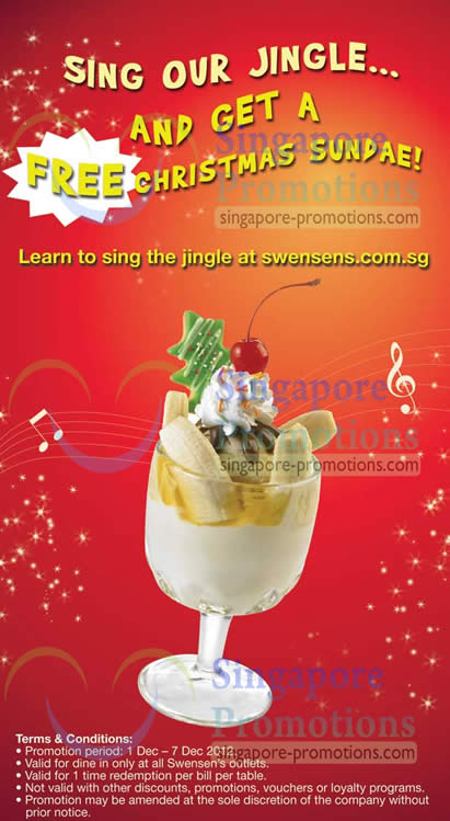 Featured image for (EXPIRED) Swensen’s FREE Christmas Sundae With Jingle Singing 1 – 7 Dec 2012