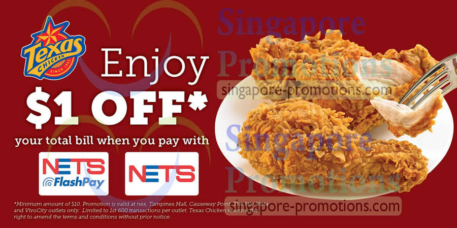 Texas Chicken 17 Dec 2012 » Texas Chicken $1 Off With NETS Payments