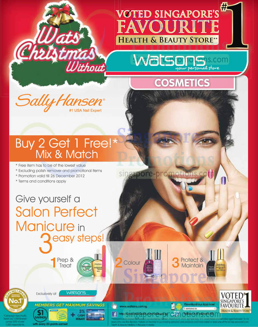 Watsons Buy 2 Get 1 Free Mix and Match Manicure Promotion