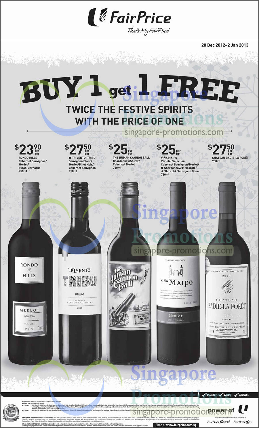 Wines 1 For 1 Offers, Rondo Hills, Trivento Tribu, Vina Maipo, Badie La Foret