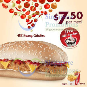 Featured image for Burger King FREE Mini Sundae With BK Saucy Chicken Meal 3 Jan 2013