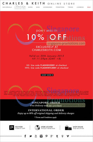 Featured image for (EXPIRED) Charles & Keith 10% Off Regular Items Coupon Code 30 Jan 2013