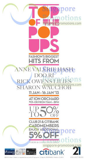 Featured image for (EXPIRED) Club 21 Anne Valerie Hash, Doo.Ri, Rick Owens Lilies, Sharon Waughob Sale @ ION Orchard 11 – 16 Jan 2013