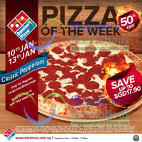 Featured image for (EXPIRED) Domino’s Pizza 50% Off Classic Pepperoni Pizza (Dine-In & Takeaway) 10 – 13 Jan 2013