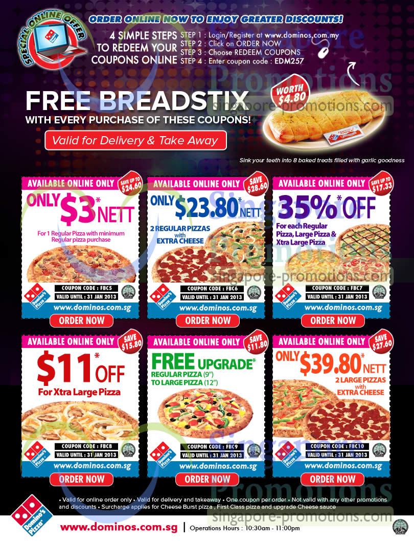 Domino s Pizza Delivery Discount Coupon Codes 14 31 Jan 2013