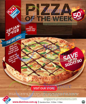 Featured image for (EXPIRED) Domino’s Pizza 50% Off Big BBQ Pizza (Dine-In & Takeaway) 28 Jan – 3 Feb 2013