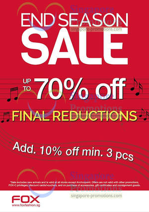 Featured image for (EXPIRED) Fox Fashion End of Season Sale (Final Reductions!) Up To 70% Off 7 – 20 Jan 2013